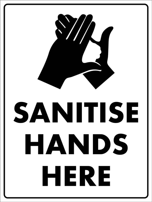 Sanitise Hands Here Black Sign