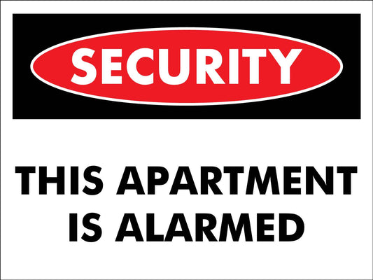 Security This Apartment Is Alarmed Sign