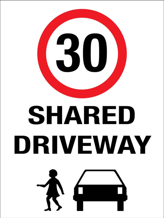 Shared Driveway 30km Speed Limit Sign