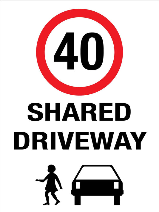 Shared Driveway 40km Speed Limit Sign