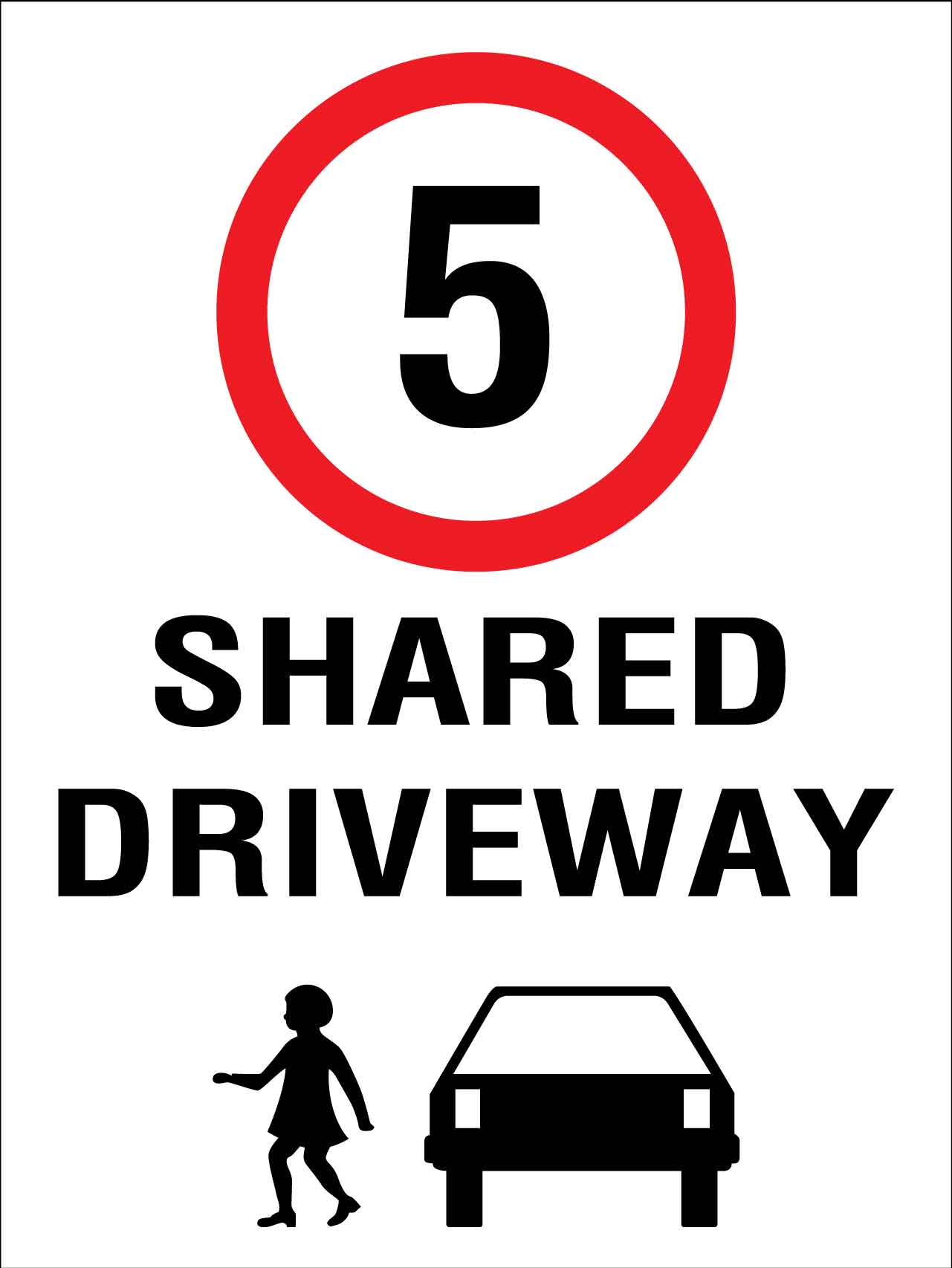 Shared Driveway 5km Speed Limit Sign