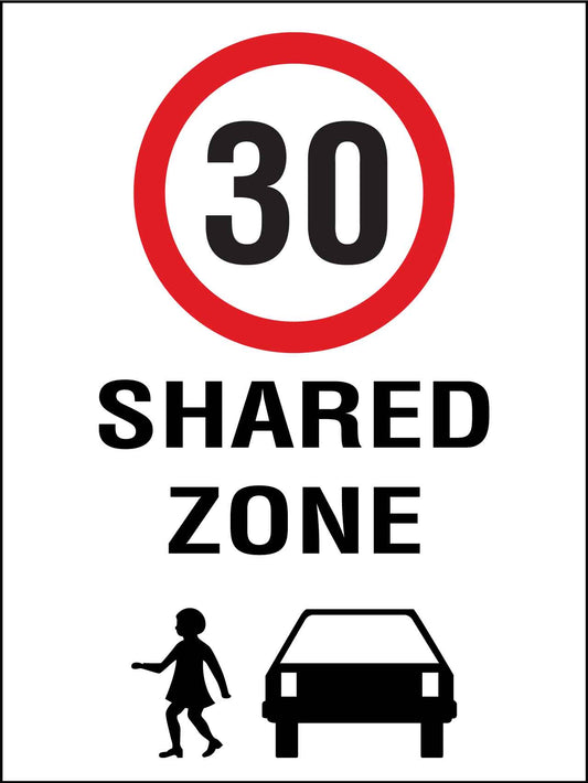 Shared Zone 30km Speed Limit Sign
