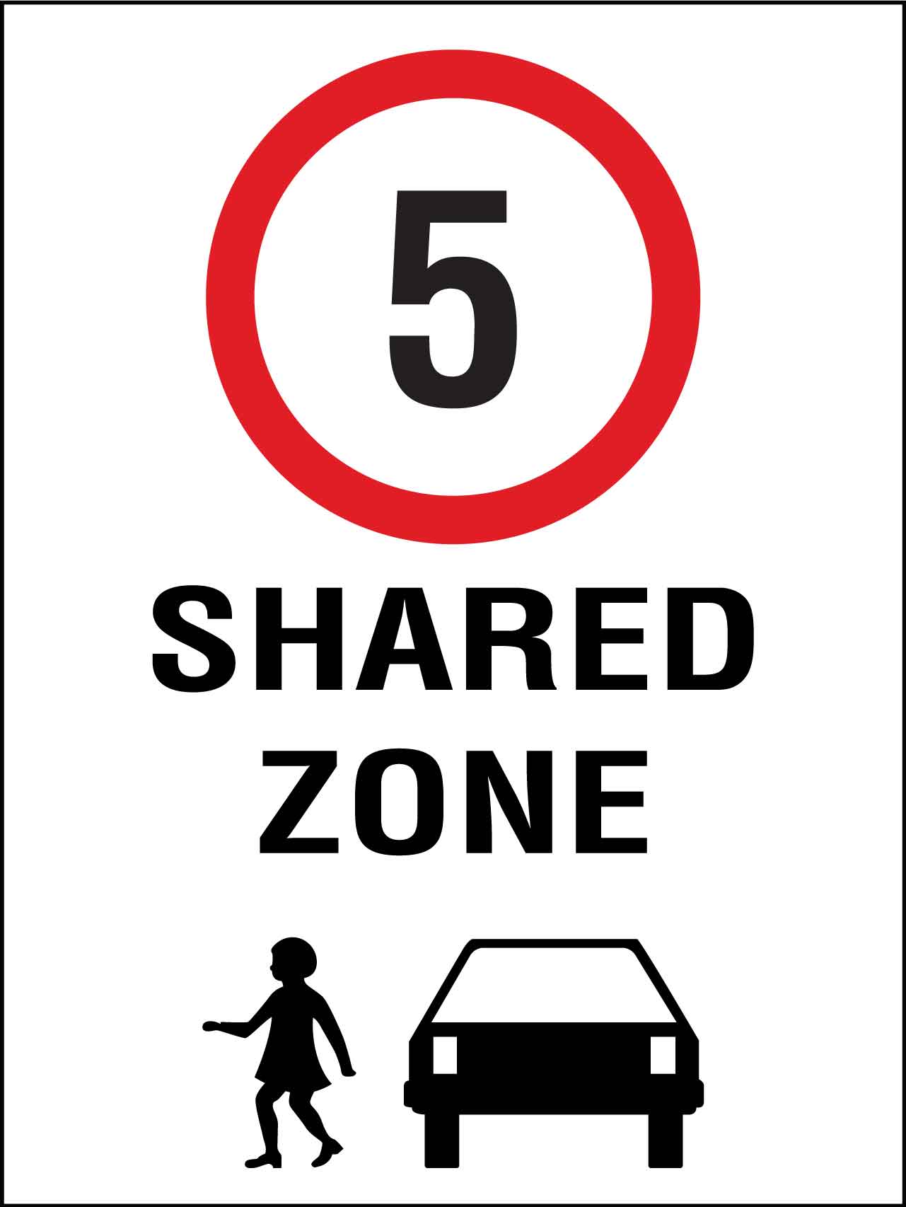 Shared Zone 5km Speed Limit Sign