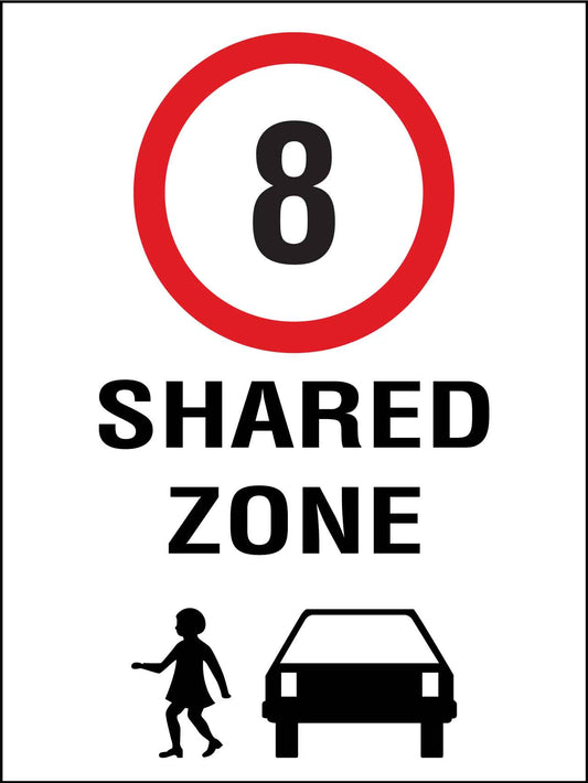 Shared Zone 8km Speed Limit Sign