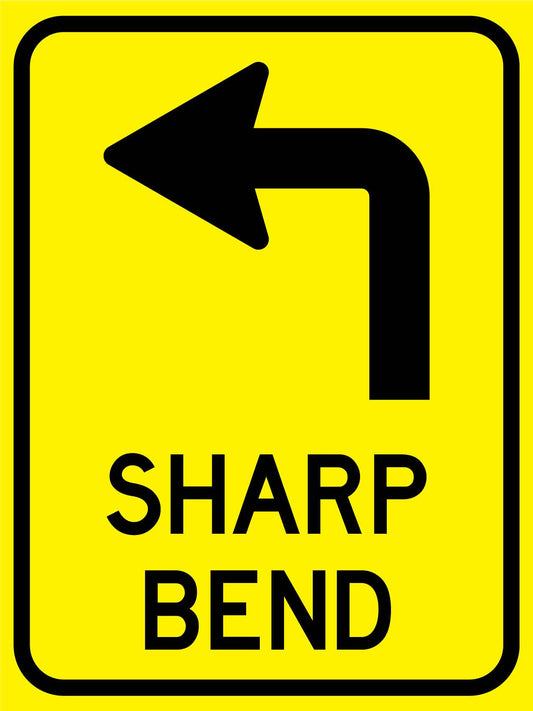 Sharp Bend Left Sign