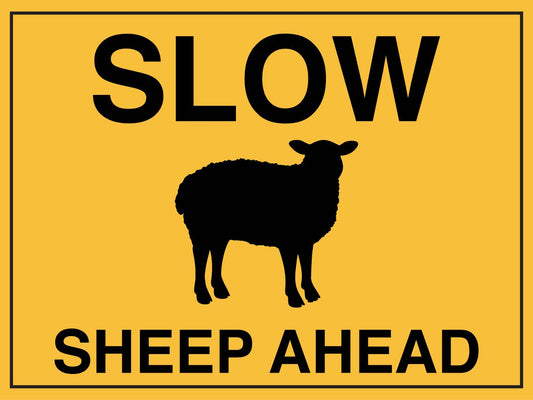 Slow Sheep Ahead Long Sign