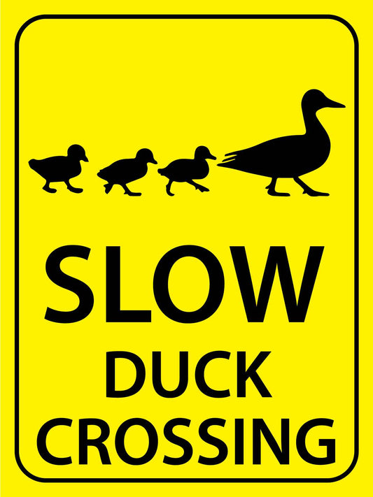 Slow Duck Crossing Bright Yellow Sign