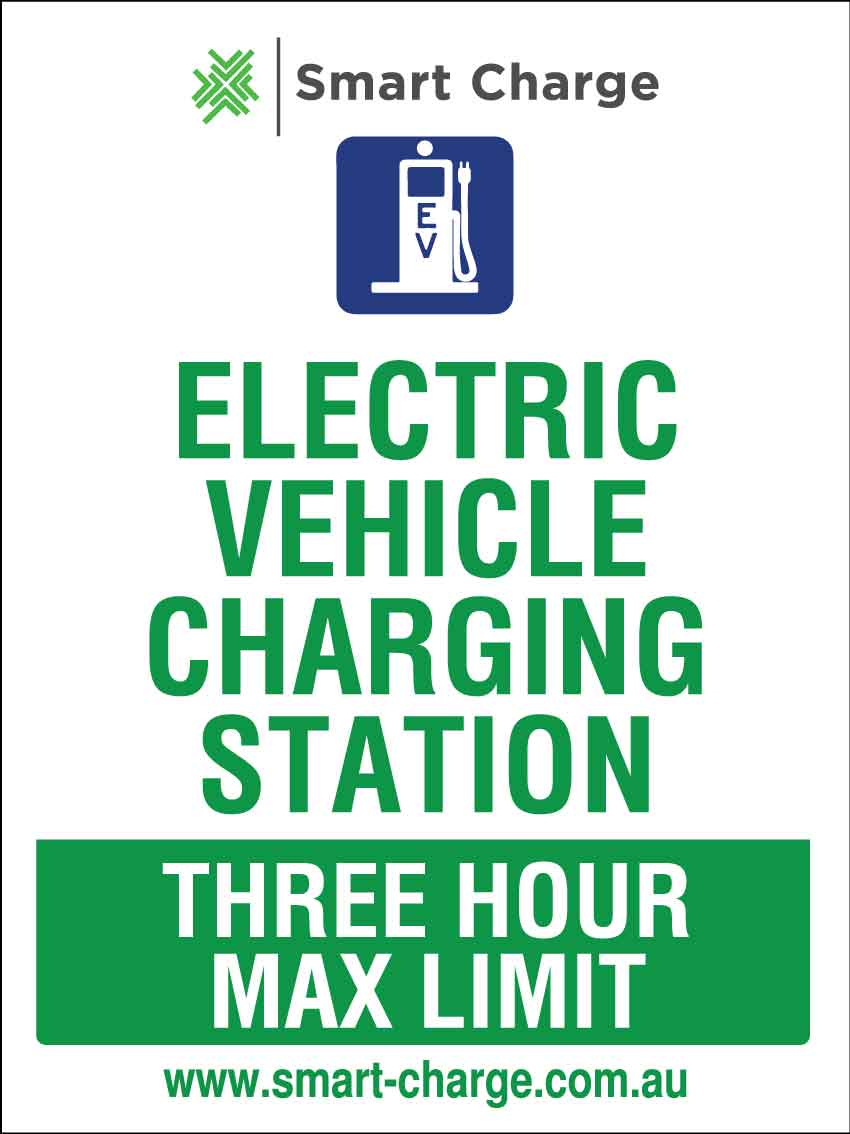 Smart Charge Electric Charging Station Three Hour Max Limit Sign