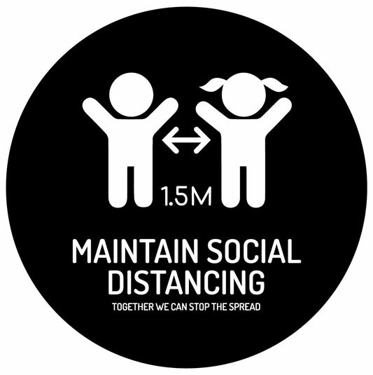 Black & White Social Distancing Kids Floor Sticker - Anti Slip