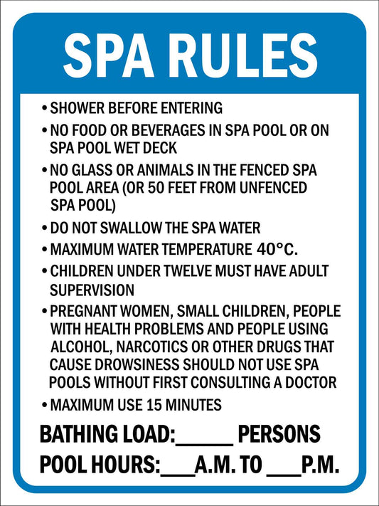 Spa Rules 1 Sign