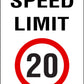 Speed Limit 20km Sign