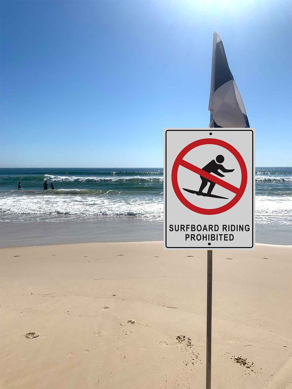 Surfboard Riding Prohibited Sign