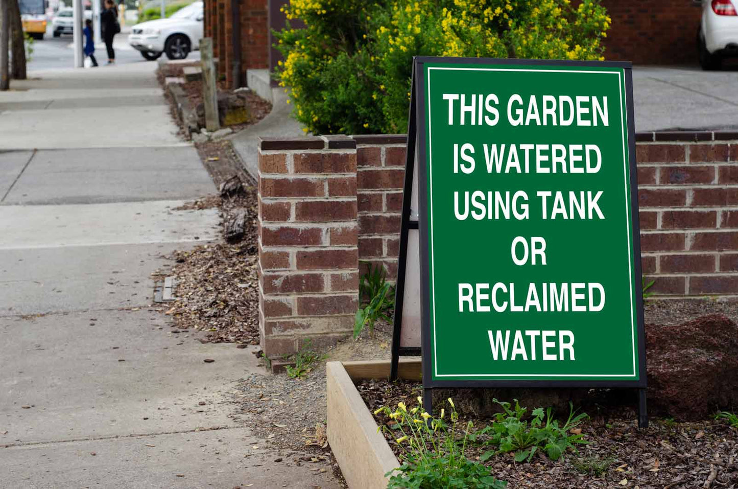 This Garden Is Watered Using Tank Or Reclaimed Water Sign