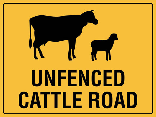 Unfenced Cattle Road Sign