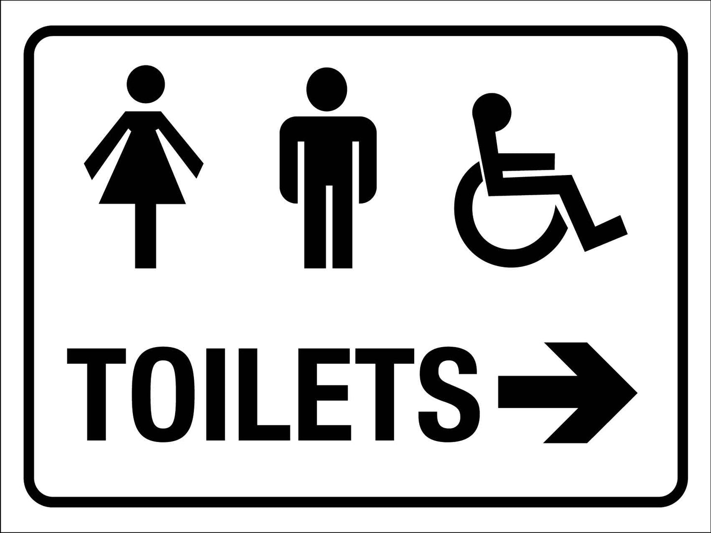 Unisex Disabled Toilet Arrow Right Black & White Sign