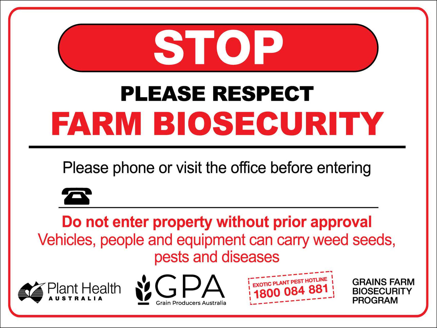 Visitors Farm Biosecurity Logos Sign