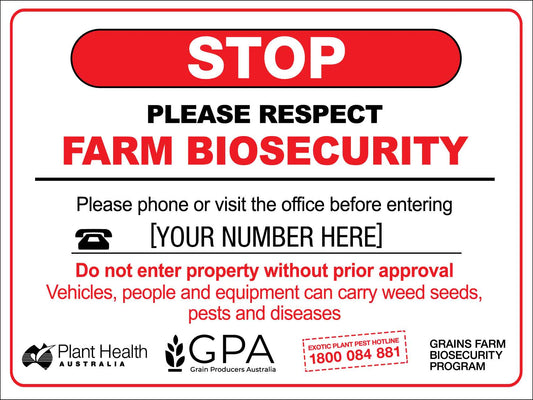 Visitors Farm Biosecurity Logos Sign