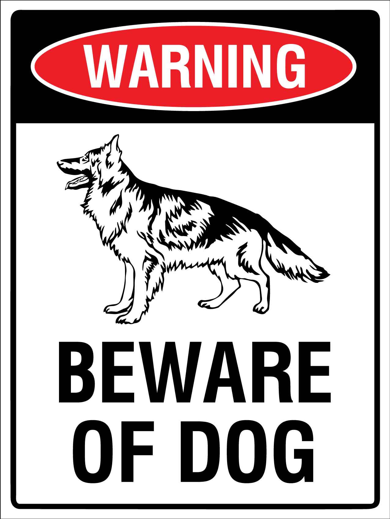 Warning Beware Of Dog German Shepherd Sign