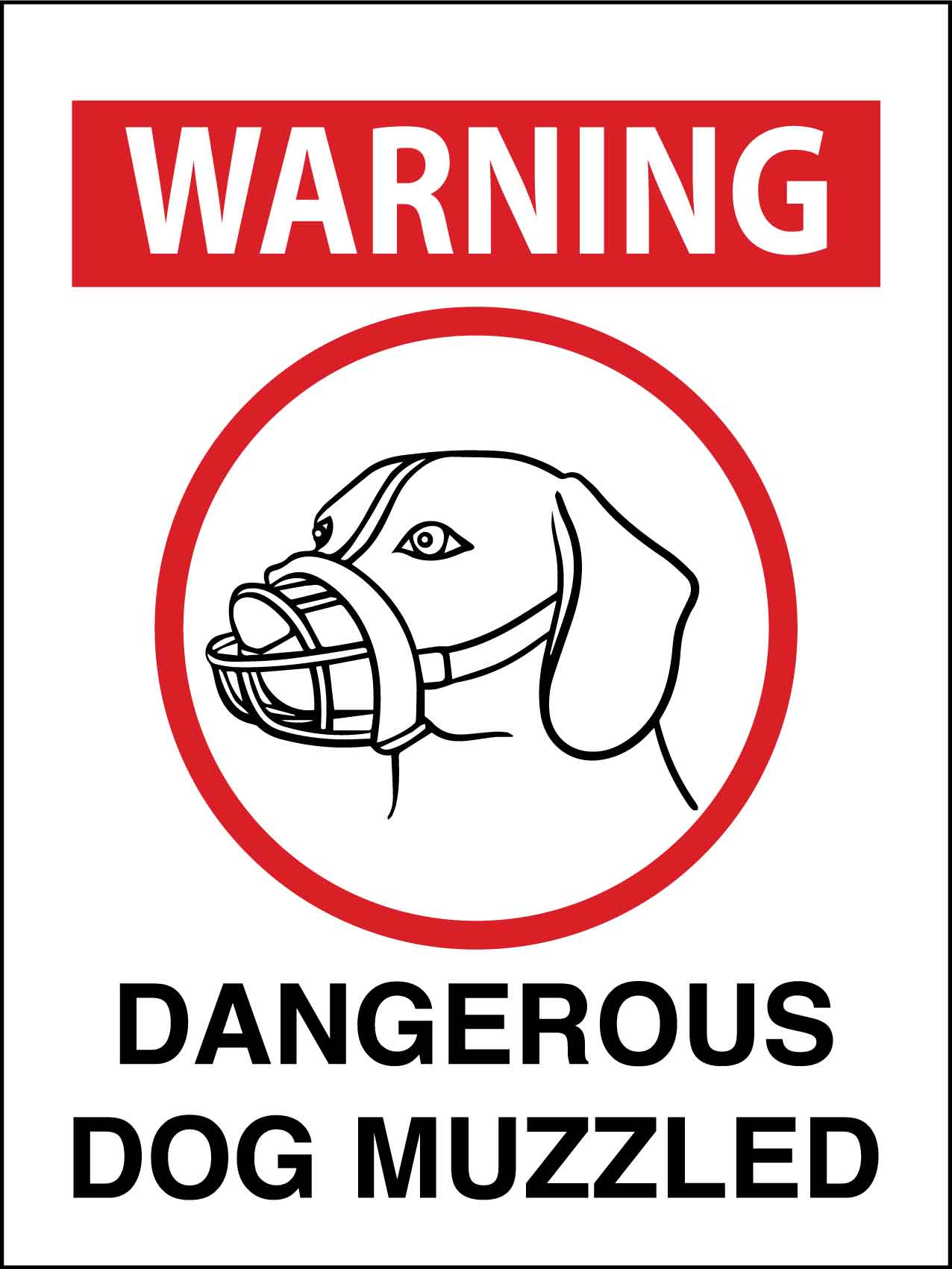 Warning Dangerous Dog Muzzled Sign