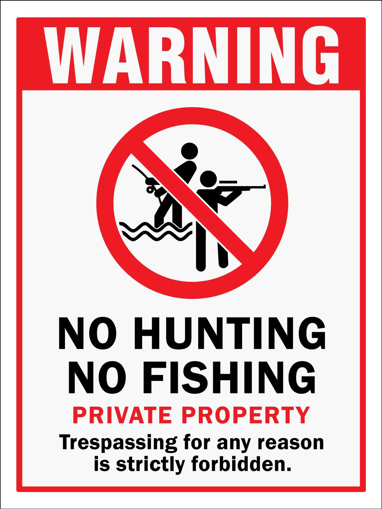 Warning No Hunting No Fishing Private Property Sign