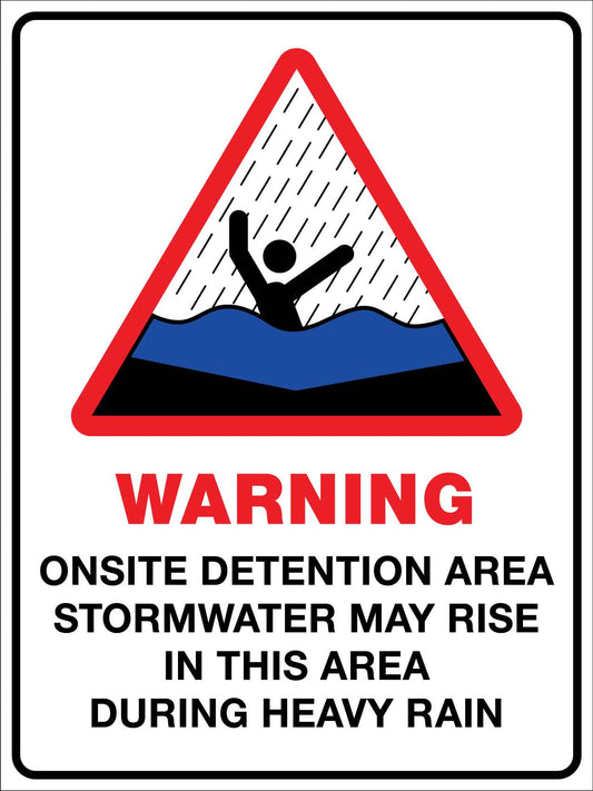Warning Onsite Detention Area Sign