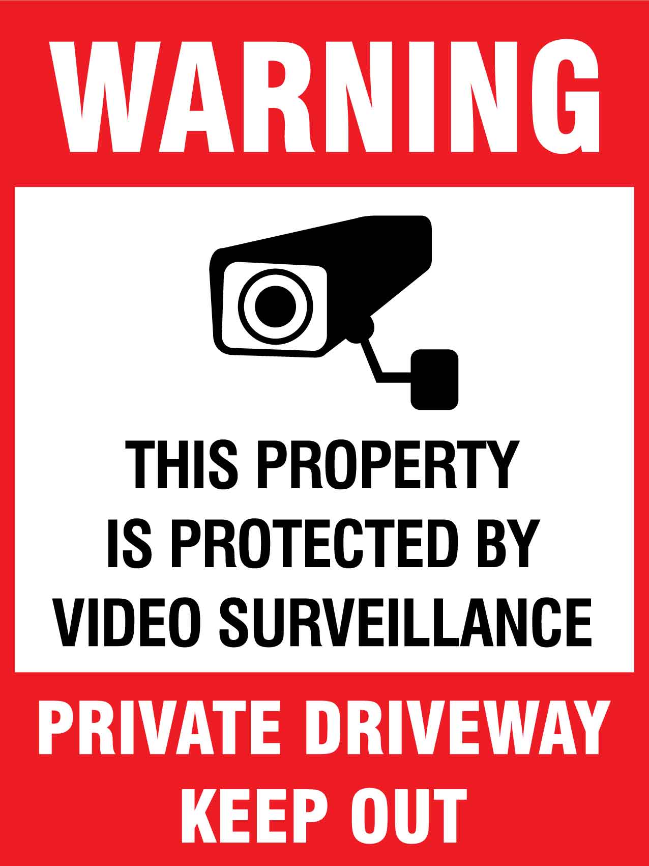Warning This Property is Protected by Video Surveillance Private Driveway Keep Out Sign