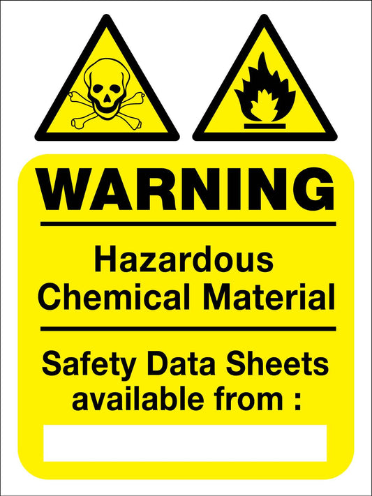 Warning Hazardous Chemical Material Safety Data Sheets Sign