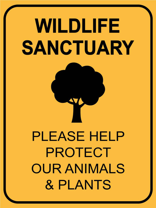 Wildlife Sanctuary Yellow Sign