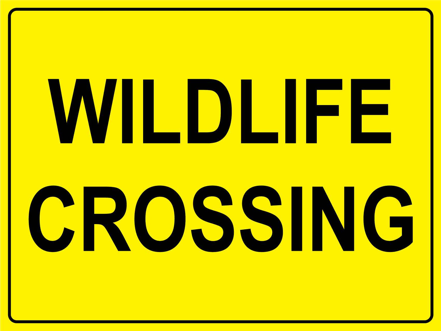 Wildlife Crossing Bright Yellow Sign