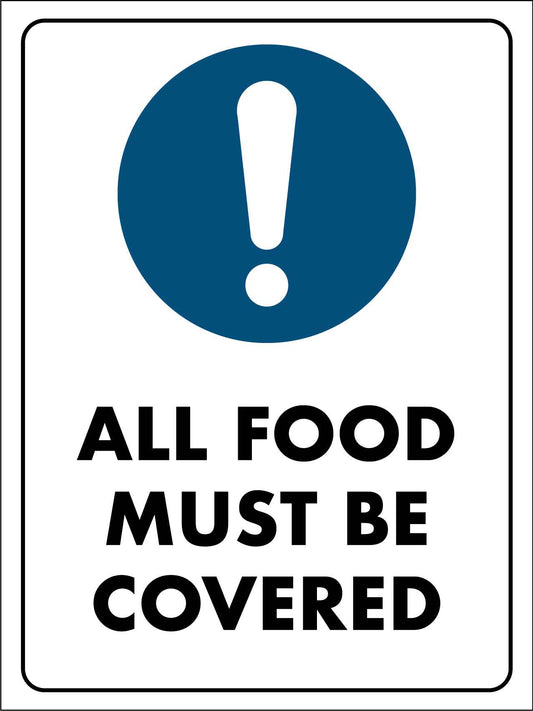 All Food Must Be Covered Sign - New Signs