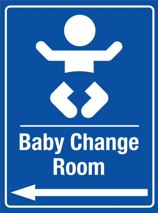 Baby Change Room Blue (Arrow Left) Sign - New Signs