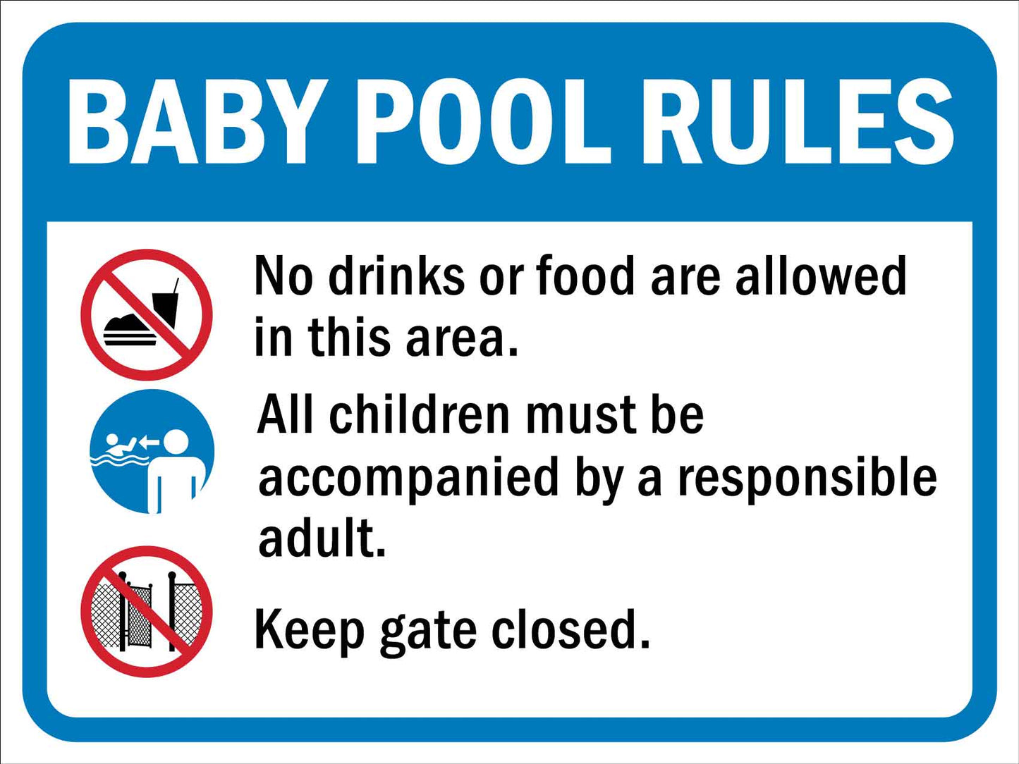 Baby Pool Rules Sign - New Signs