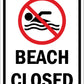 Beach Closed Sign - New Signs
