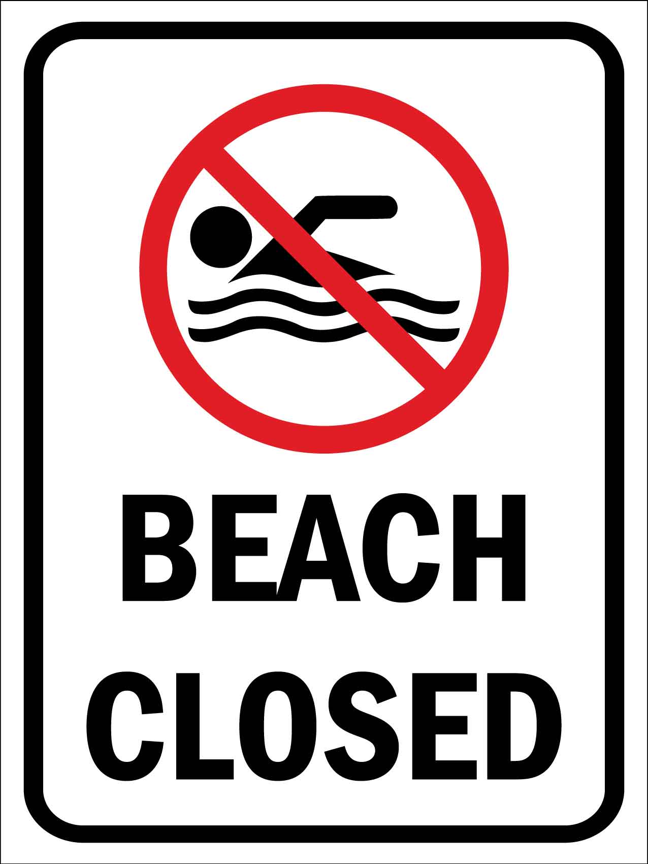 Beach Closed Sign - New Signs