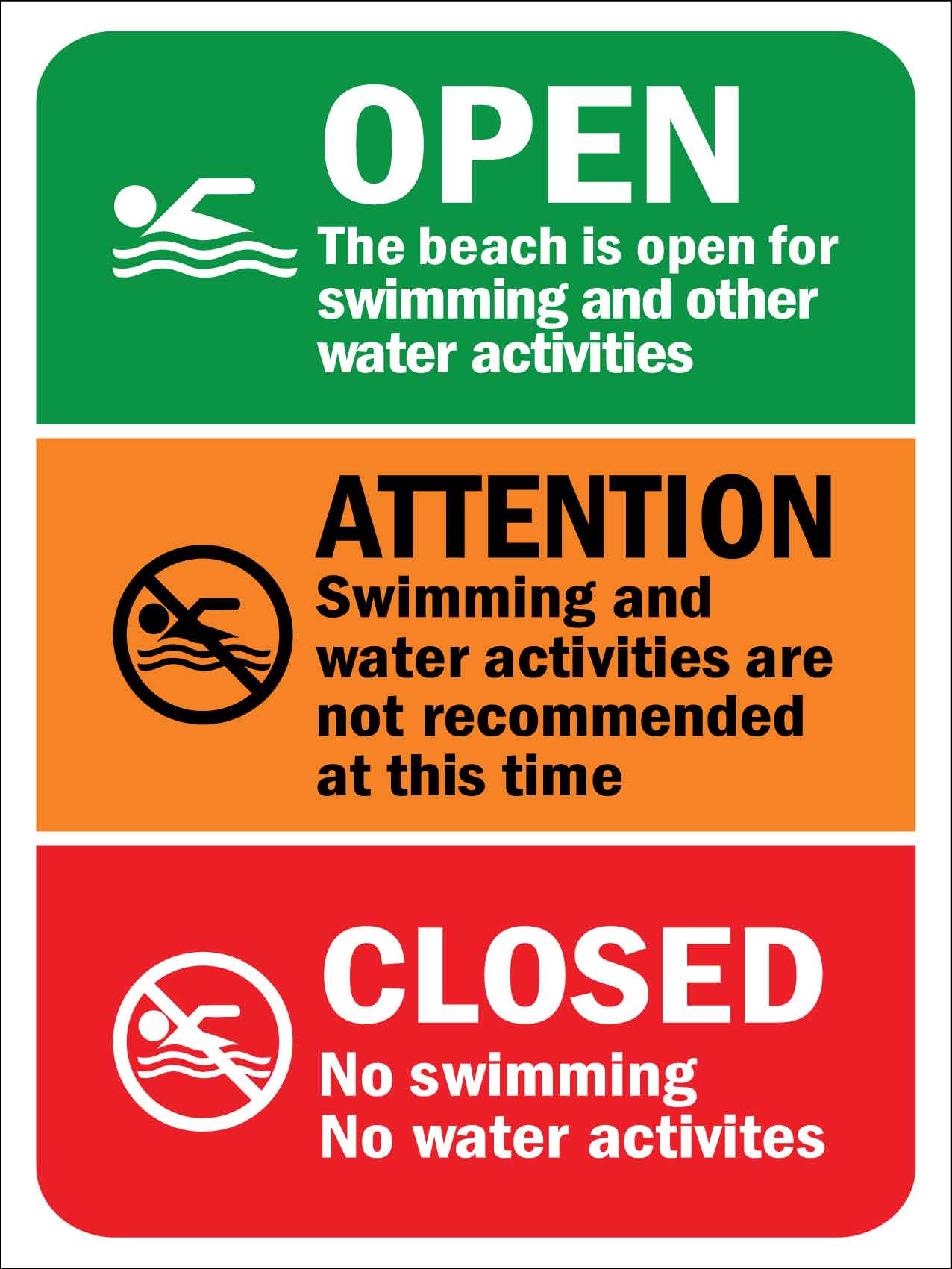 Beach Sign Open Attention Closed Sign - New Signs