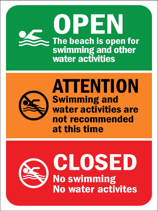 Beach Sign Open Attention Closed Sign - New Signs