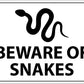 Beware Of Snakes Horizontal Sign - New Signs