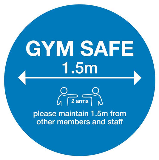 Blue & White Gym Safe Social Distance Floor Sticker - Anti Slip - New Signs