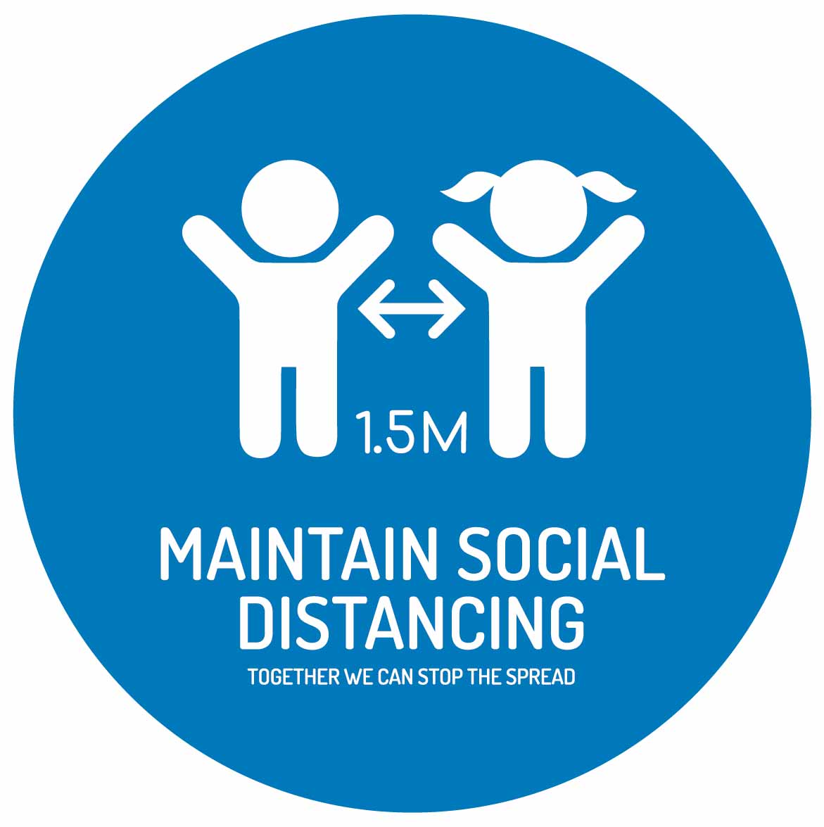 Blue & White Social Distancing Kids Floor Sticker - Anti Slip - New Signs