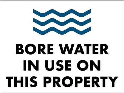 Bore Water In Use On This Property Sign - New Signs