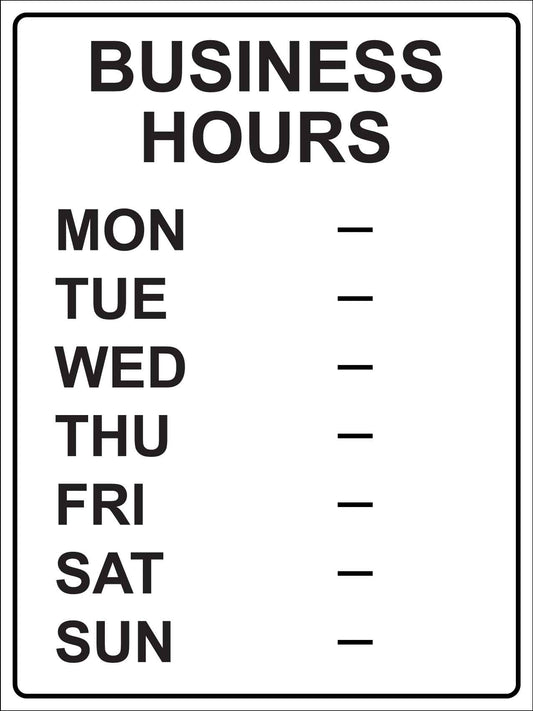 Business Hours Sign - New Signs