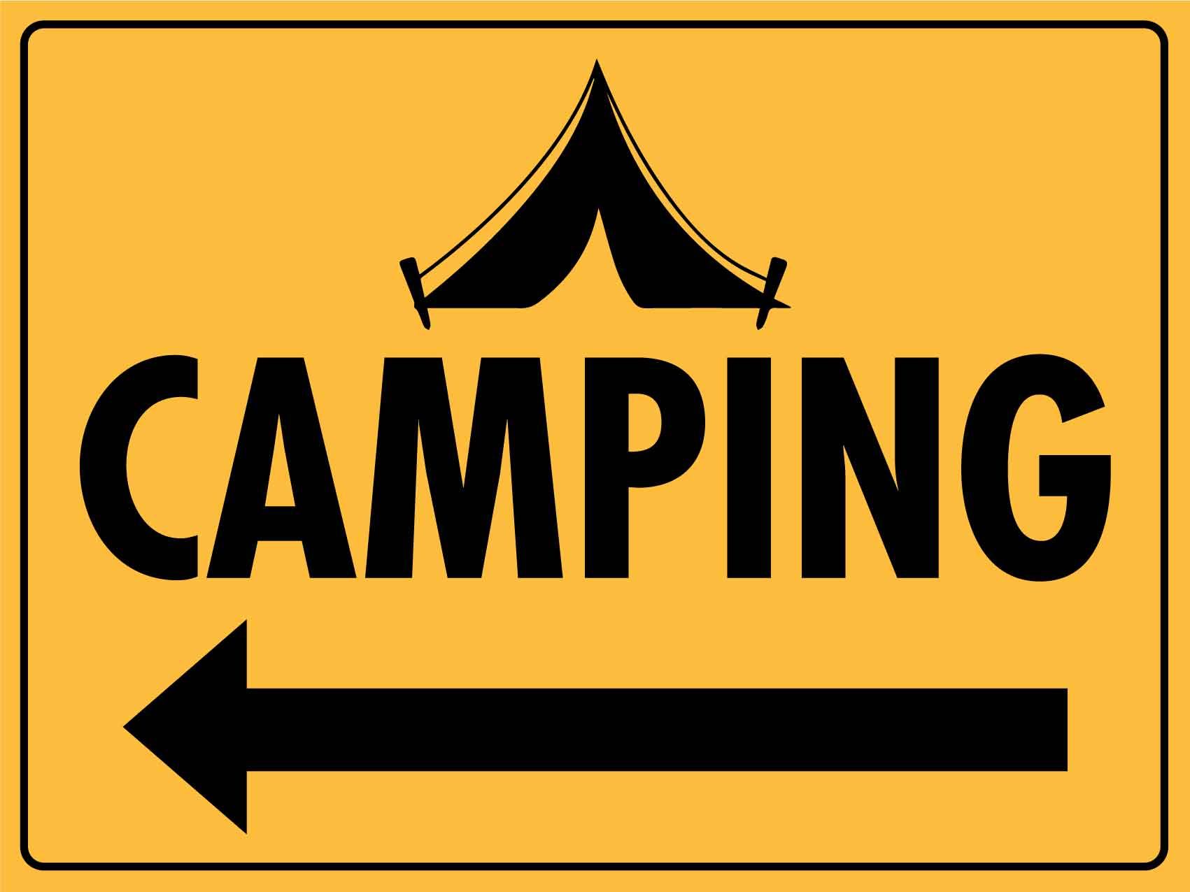 Camping Left Arrow Sign - New Signs