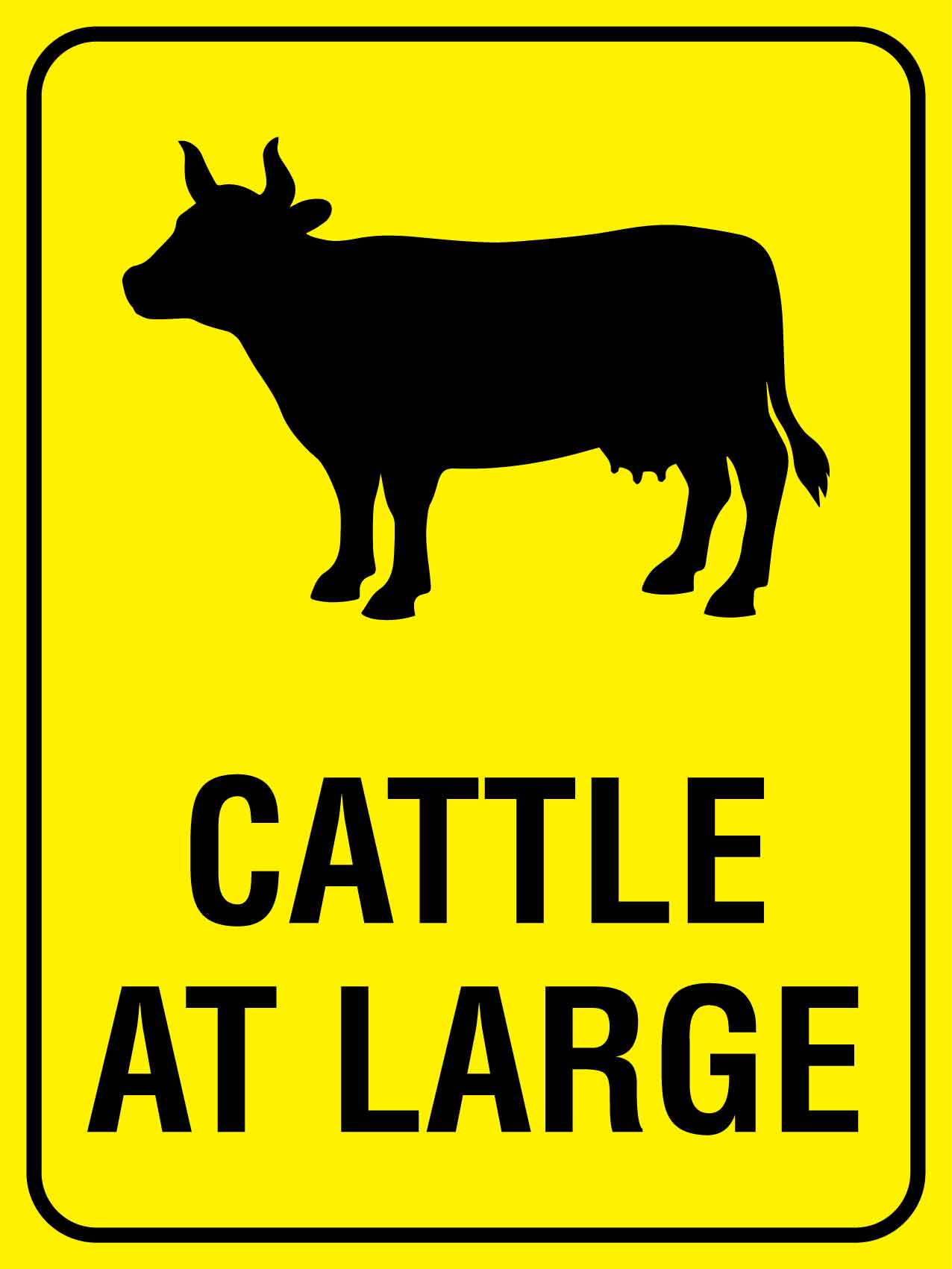Cattle At Large Icon Sign - New Signs