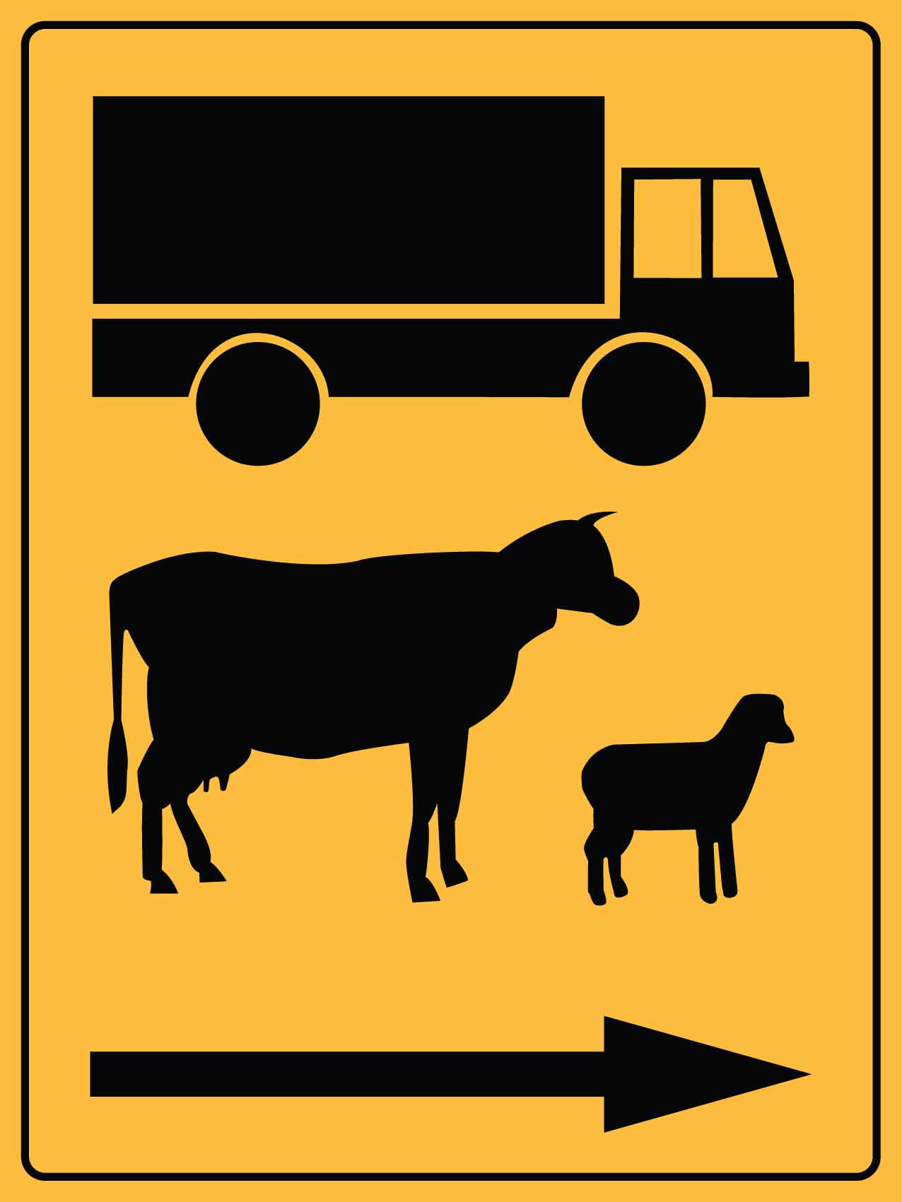 Cattle Trucks Symbol (Arrow Right) Sign - New Signs