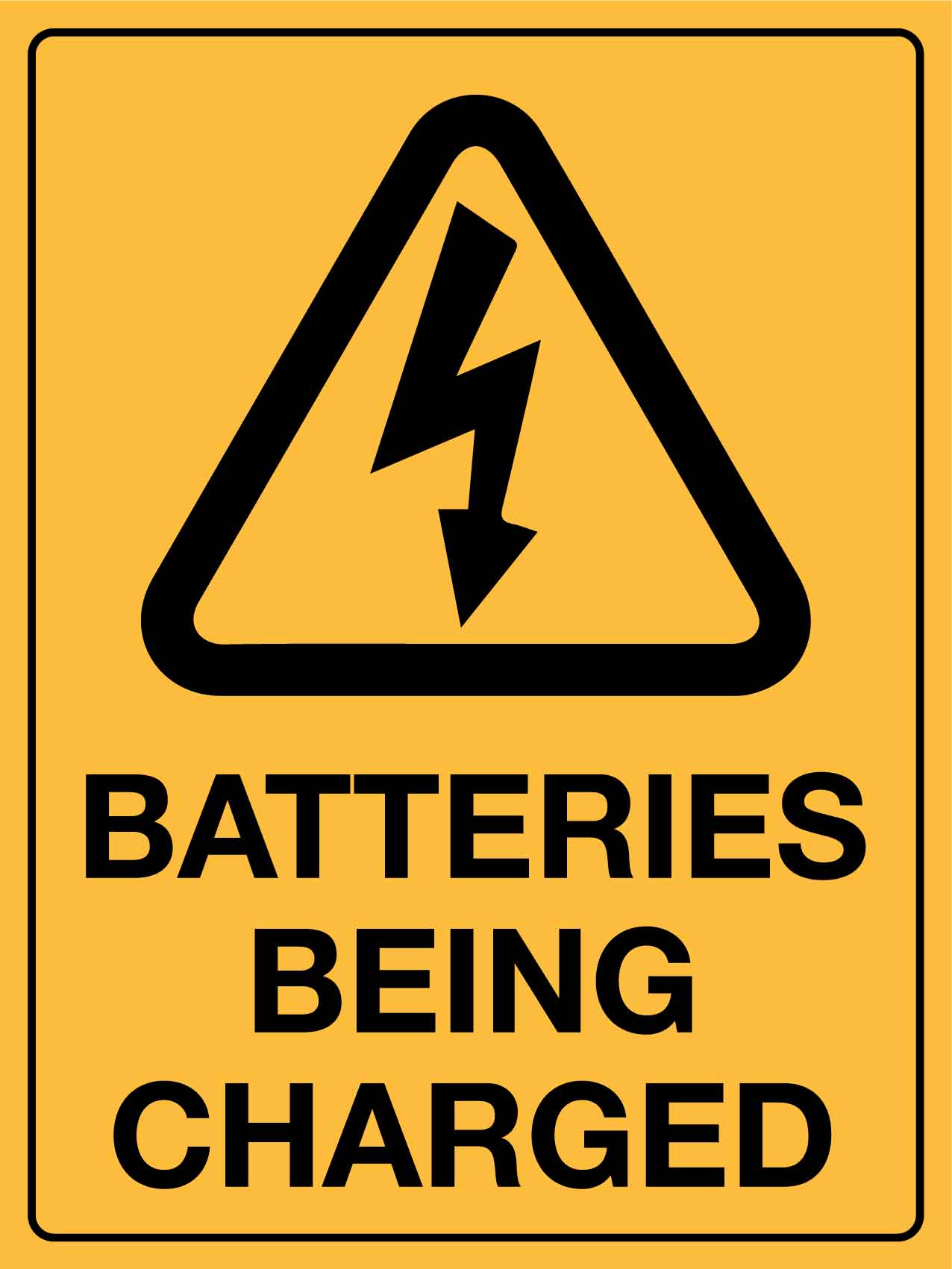 Caution Batteries Being Charged Sign - New Signs