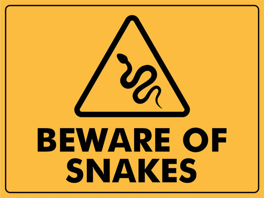 Caution Beware of Snakes Horizontal Sign - New Signs