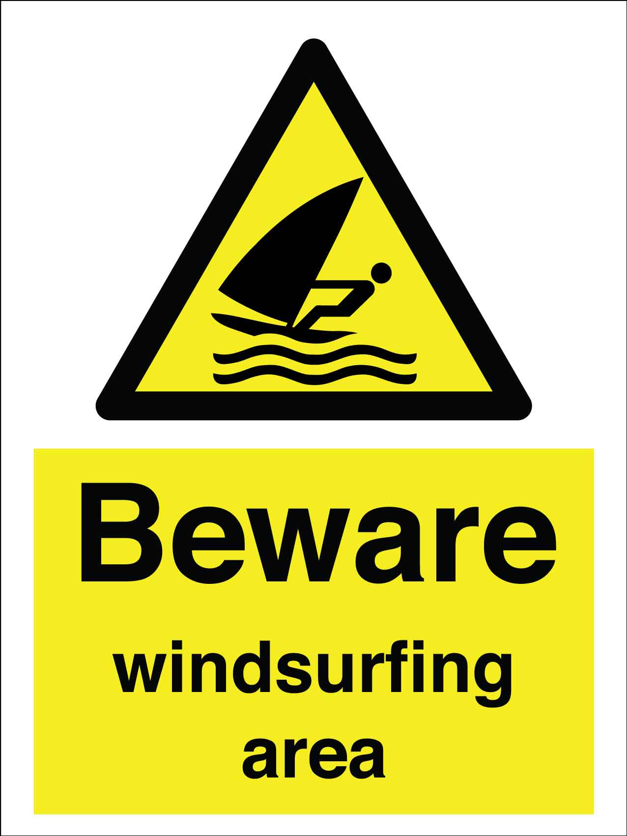 Caution Beware Windsurfing Area Sign - New Signs