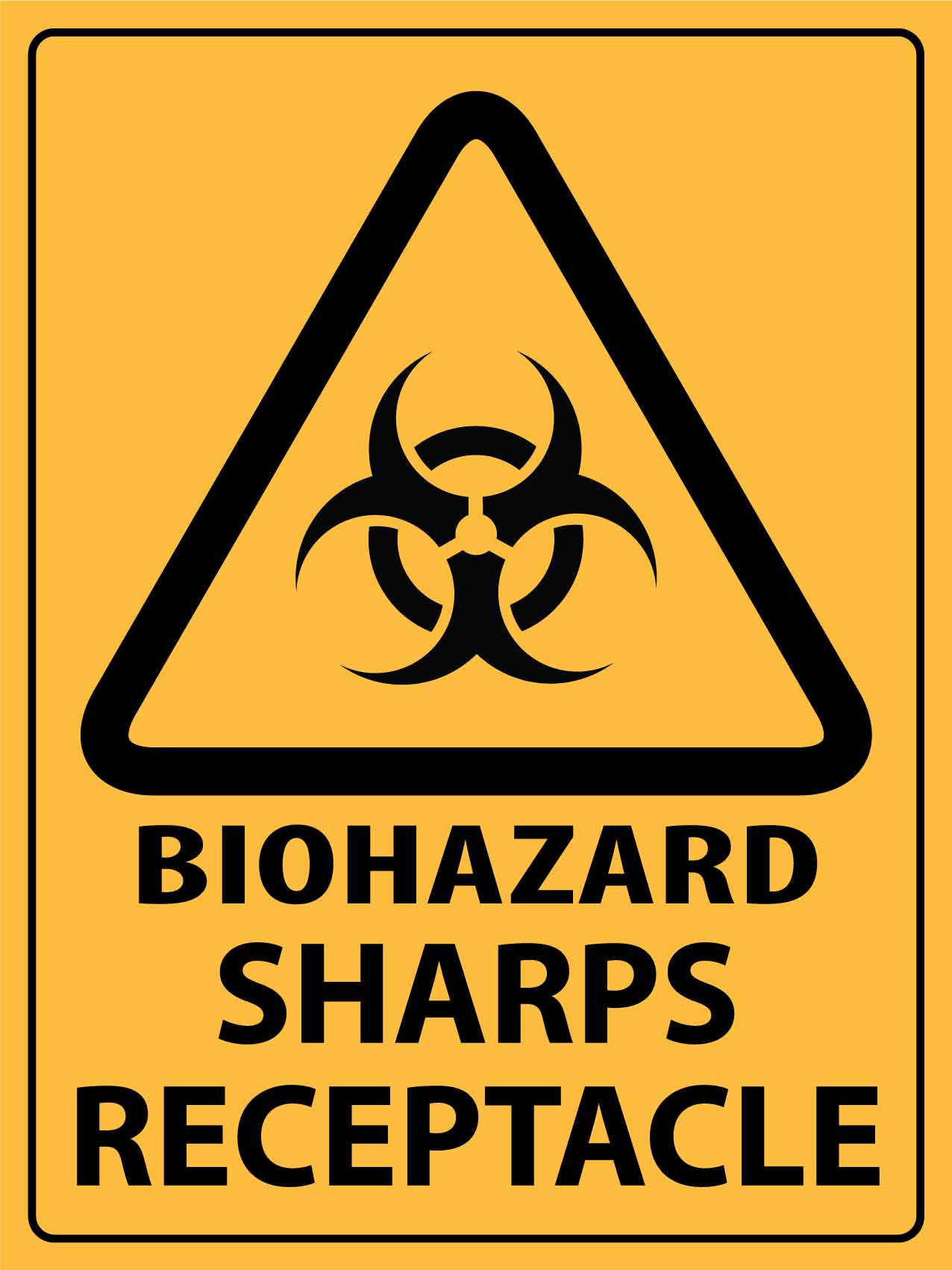 Caution Biohazard Sharps Receptacle Sign - New Signs