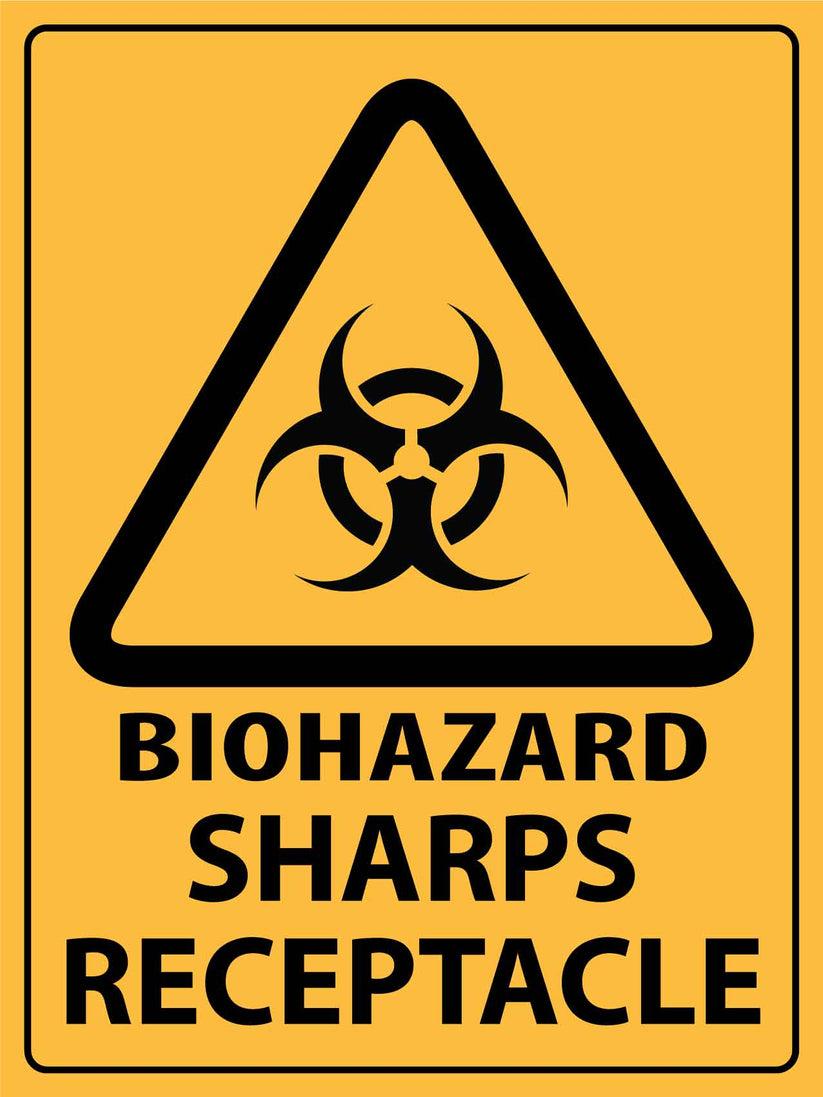 Caution Biohazard Sharps Receptacle Sign – New Signs