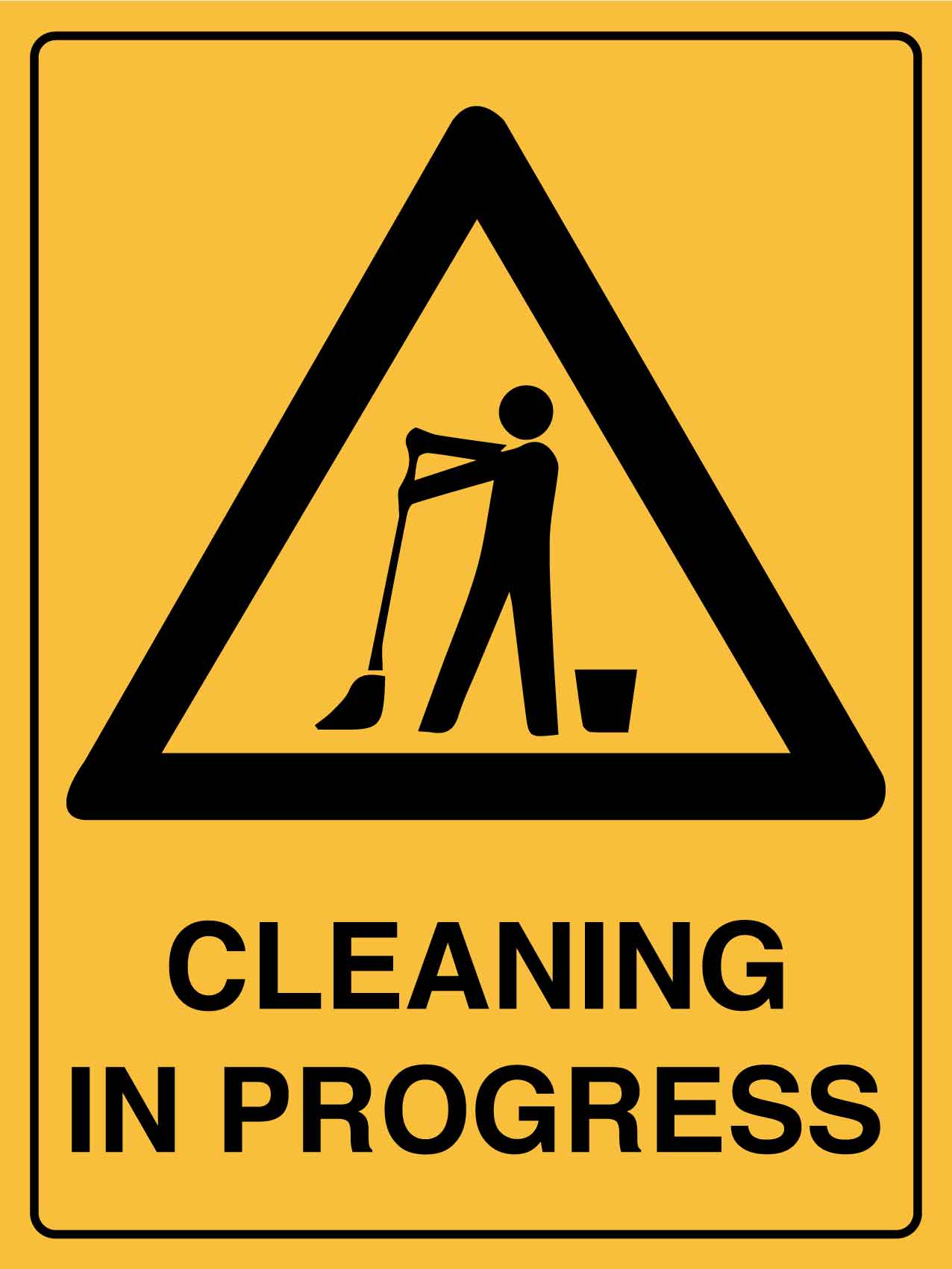Caution Cleaning in Progress Icon Sign - New Signs